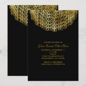 Black & Elegant Gold Circle Event Uitnodiging (Voorkant / Achterkant)