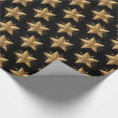 Black Elegant Gold Stars Pattern New Year winter Cadeaupapier (Hoek)