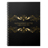 Black & Elegant Gold Tones Floral Lijst 2 Notitieboek (Voorkant)
