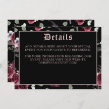 Black Elegant Gothic Bat and Roos Enclosure Card