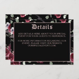 Black Elegant Gothic Bat and Roos Enclosure Card