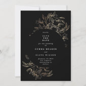 Black Elegant Hand Drawn Botanical Wedding Photo Save The Date (Voorkant)