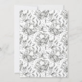 Black Elegant Hand Drawn Floral Wedding Invitation Kaart (Achterkant)