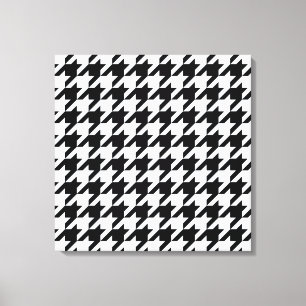 Black Elegant Houndstooth Canvas Afdruk