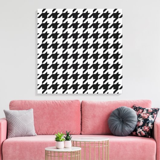 Black Elegant Houndstooth Canvas Afdruk (Insitu (Woonkamer))