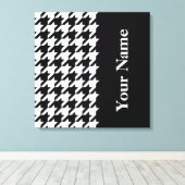 Black Elegant Houndstooth met naam Canvas Afdruk (Insitu (Houten vloer))