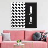 Black Elegant Houndstooth met naam Canvas Afdruk (Insitu (Woonkamer))