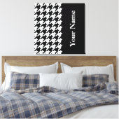Black Elegant Houndstooth met naam Canvas Afdruk (Insitu (Slaapkamer))