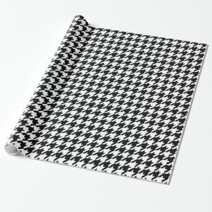 Black Elegant Houndstooth op Emporiomoffa Cadeaupapier