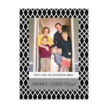 Black Elegant Lattice Holiday Photo Briefkaart