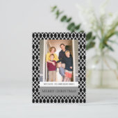 Black Elegant Lattice Holiday Photo Briefkaart (Staand voorkant)