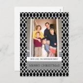 Black Elegant Lattice Holiday Photo Briefkaart (Voorkant / Achterkant)