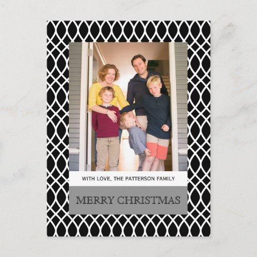 Black Elegant Lattice Holiday Photo Briefkaart (Voorkant)