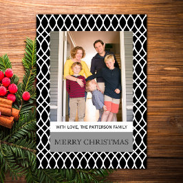 Black Elegant Lattice Holiday Photo Flat Kaart