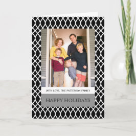 Black Elegant Lattice Holiday Photo Wenskaart Feestdagen Kaart