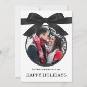 Black Elegant Merry Christmas Greeting Photo  Kaart (Voorkant)