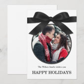 Black Elegant Merry Christmas Greeting Photo  Kaart (Voorkant / Achterkant)