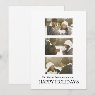 Black Elegant Merry Christmas Greeting Photo  Kaart