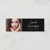 Black Elegant Minimal Photo Makeup Mini Visitekaartje (Voorkant)