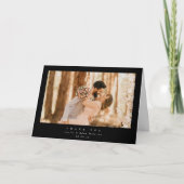 Black Elegant Minimal Single Photo Wedding Bedankkaart (Voorkant)