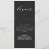 Black elegant modern botanical script wedding menu (Voorkant)