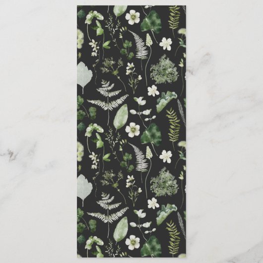 Black elegant modern botanical script wedding menu (Achterkant)