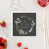 Black elegant modern botanical script wedding servet (Insitu)
