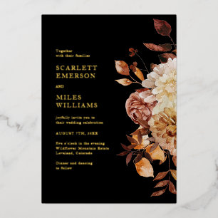 Black Elegant Modern Gold Foil Wedding Folie Uitnodiging