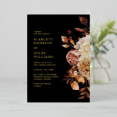 Black Elegant Modern Gold Foil Wedding Folie Uitnodiging (Staand Voorkant)