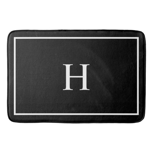 Black Elegant Modern Monogram Badmat (Voorkant)