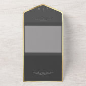 Black Elegant Modern Monogram QR All In One Uitnodiging (Buitenkant)