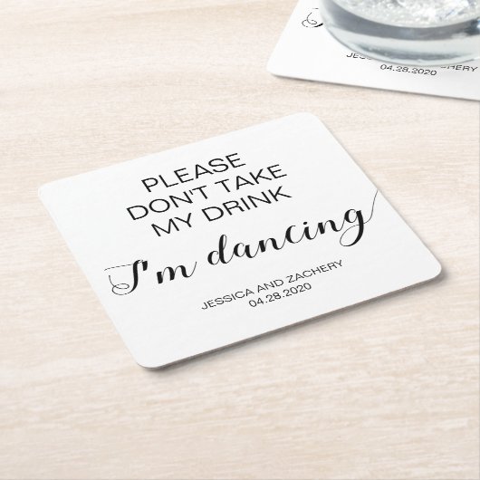 Black Elegant Modern neemt geen Drink dansen Kartonnen Onderzetters (Schuin)