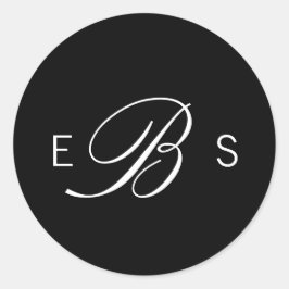 Black Elegant Monogram Circle Weddenschappen Ronde Sticker