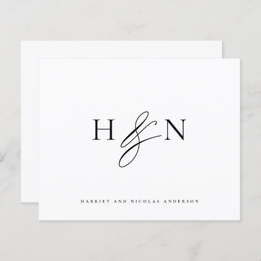 Black Elegant Monogram Weddenschap Hartelijk dank (Voorkant / Achterkant)