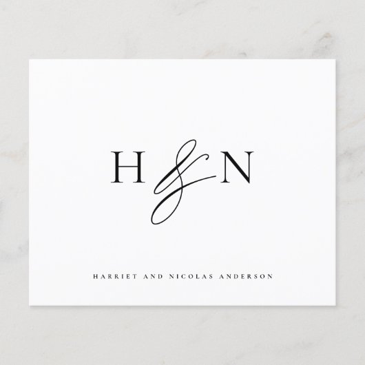 Black Elegant Monogram Weddenschap Hartelijk dank (Voorkant)