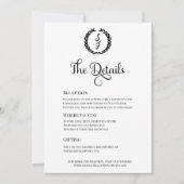 Black Elegant Monogram Wreated White Details Kaart (Voorkant)