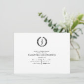 Black Elegant Monogram Wreath Wedding Rehearsal  Kaart (Staand voorkant)