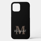Black Elegant Monogrammed Hand Lettered Name Case-Mate iPhone Case (Achterkant)