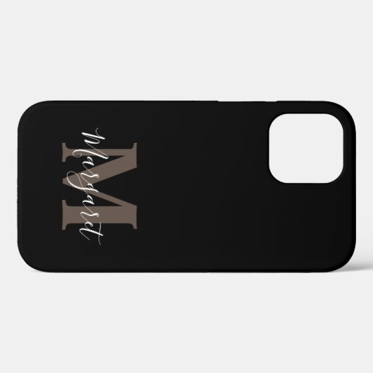 Black Elegant Monogrammed Hand Lettered Name Case-Mate iPhone Case (Achterkant (horizontaal))