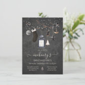 Black Elegant & Moody kerstparty Kaart (Staand voorkant)