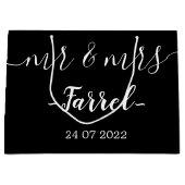 Black Elegant Mr & Mrs Wedding Day Gift Bag Groot Cadeauzakje (Voorkant)