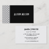 Black Elegant Quatrefoil Aangepaste naam A14A Visitekaartje (Voorkant / Achterkant)