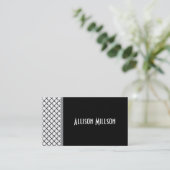 Black Elegant Quatrefoil Aangepaste naam A14A Visitekaartje (Staand voorkant)