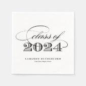 Black Elegant Script 2024 Afstudeerfeest Servet (Voorkant)
