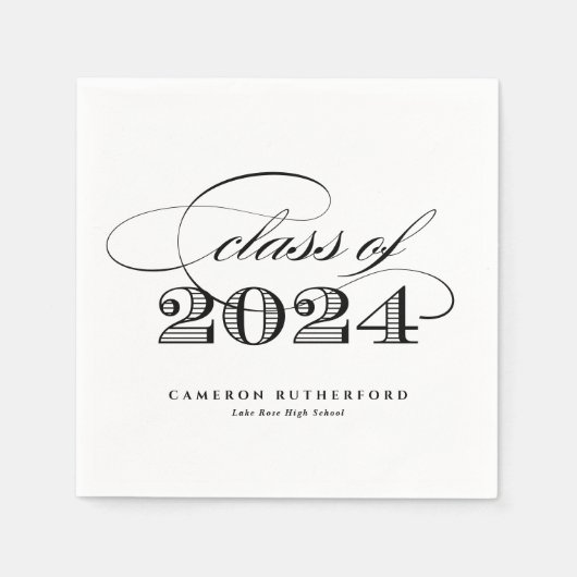 Black Elegant Script 2024 Afstudeerfeest Servet (Voorkant)
