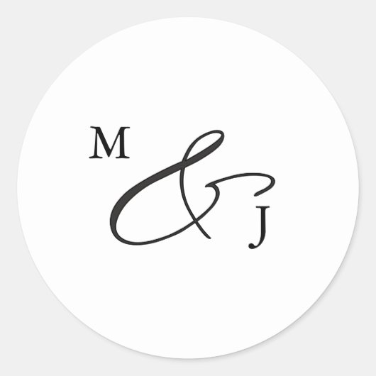 Black Elegant Script Ampersand Typografie Ronde Sticker (Voorkant)