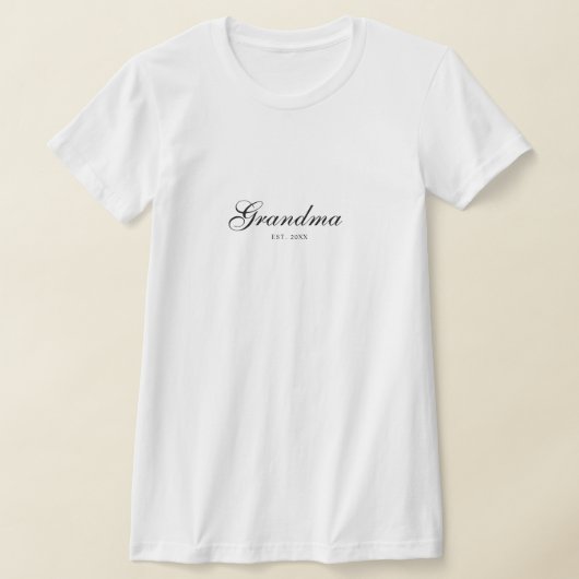 Black Elegant Script Established Grandma T-shirt (Laagn)