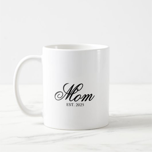 Black Elegant Script Established Mom Koffiemok (Links)