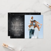 Black Elegant Script  Halloween-fotokaart Kaart (Voorkant / Achterkant in situ)