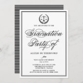 Black Elegant Script Law School Graduation Party Kaart (Voorkant / Achterkant)